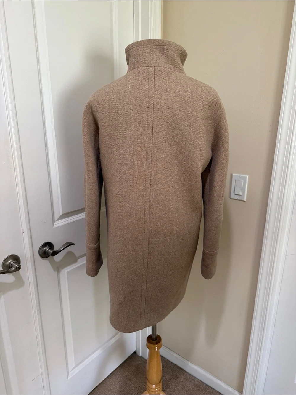 J. Crew Stadium Cloth Cocoon Coat Nello Gori Wool Tan/Khaki Wash Jacket Size 8 - Picture 7 of 10